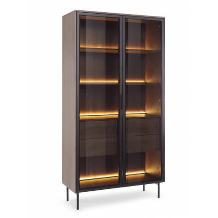 Witryna wysoka 90 cm dąb dunin + carny LED z szufladami LIMA